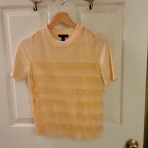 J. Crew Peach Sweater with Tulle Overlay XXS
